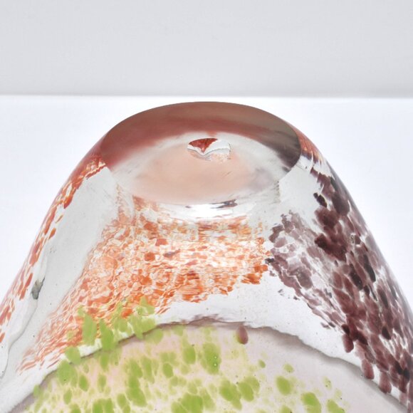 Hand Blown Contemporary Art Glass Vase, Red Green Purple, Speckled - Picture 6 of 7